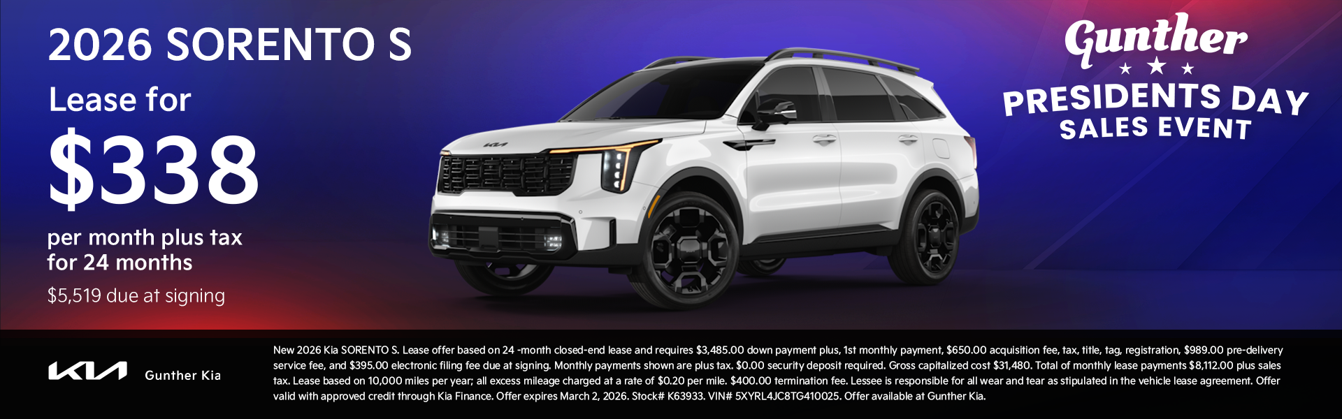 Sorento Lease Specials Feb 2026