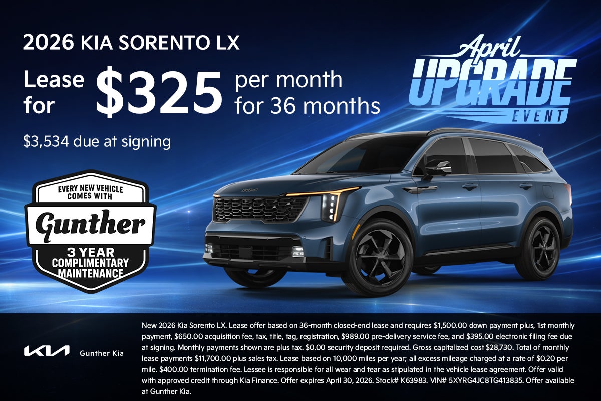 Kia Sorento LX Lease Specials - April 2026