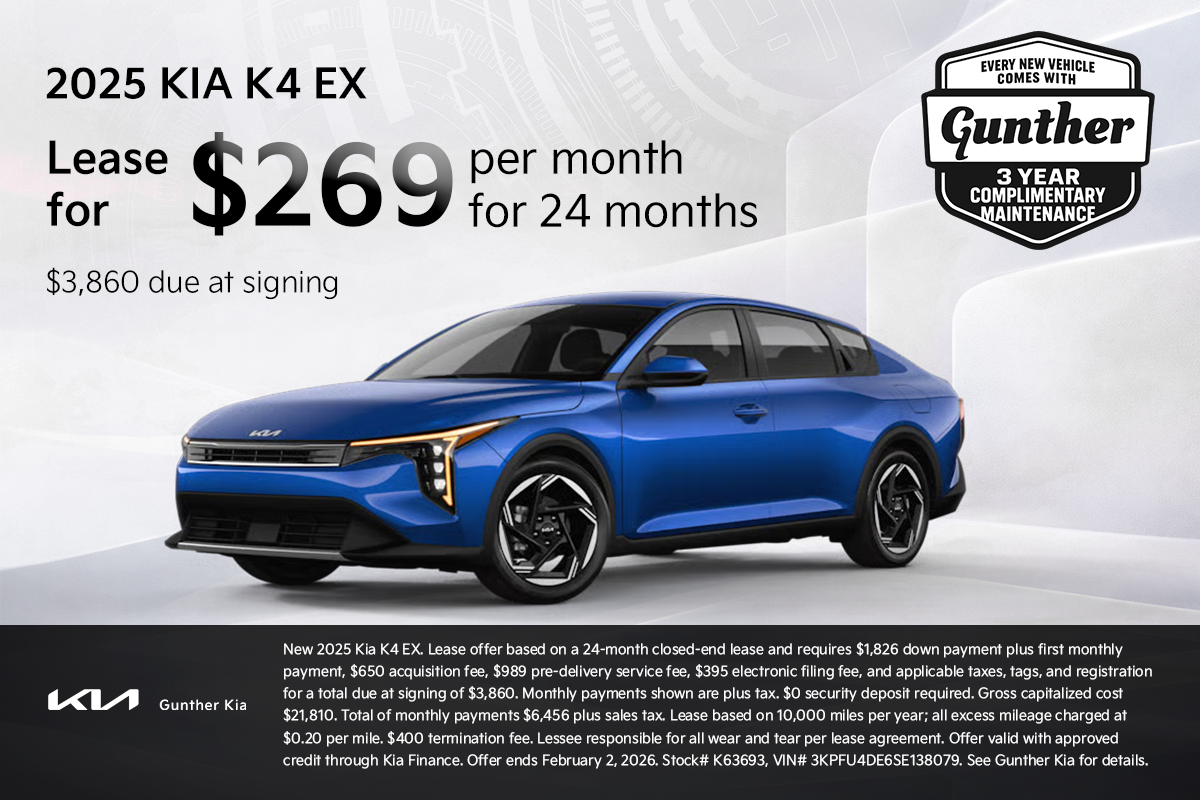 2025 Kia K4 EX - Lease Specials - Jan 2026