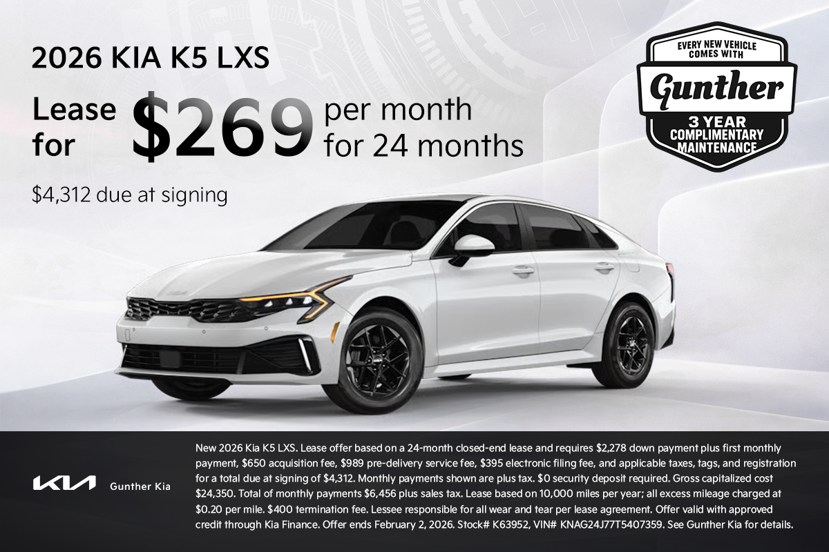 2026 Kia K5 LXS - Lease Specials - Jan 2026