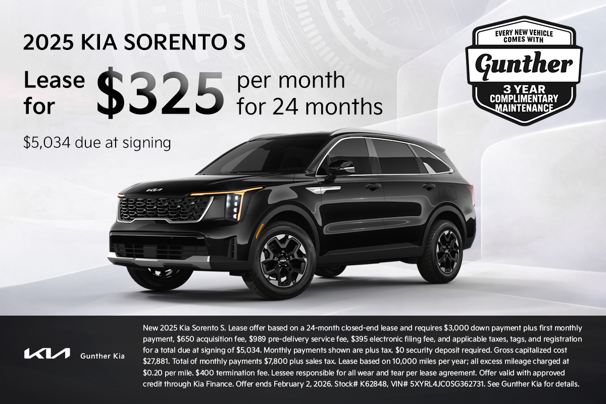 2025 Kia Sorento S - Lease Specials - Jan 2026